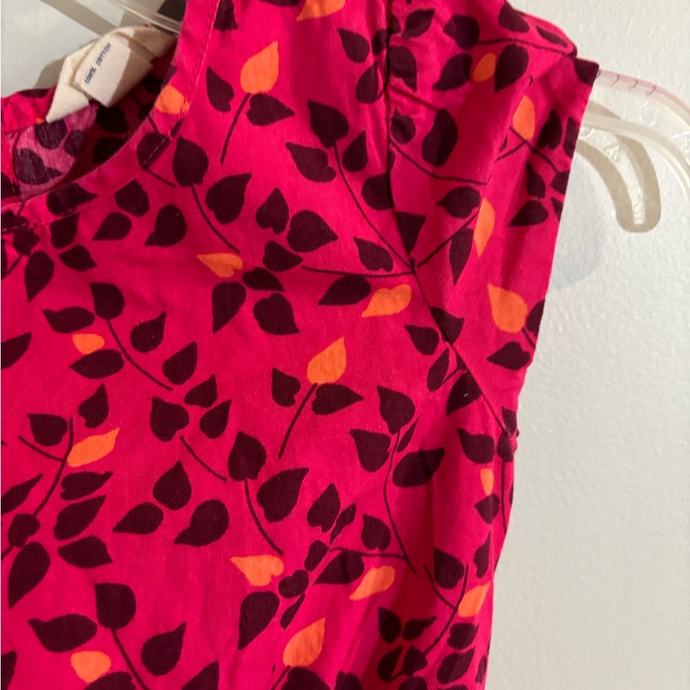 Lands End Kids Girls Dark Pink Floral Print Fit Flare Dress Size 6 - Picture 2 of 8